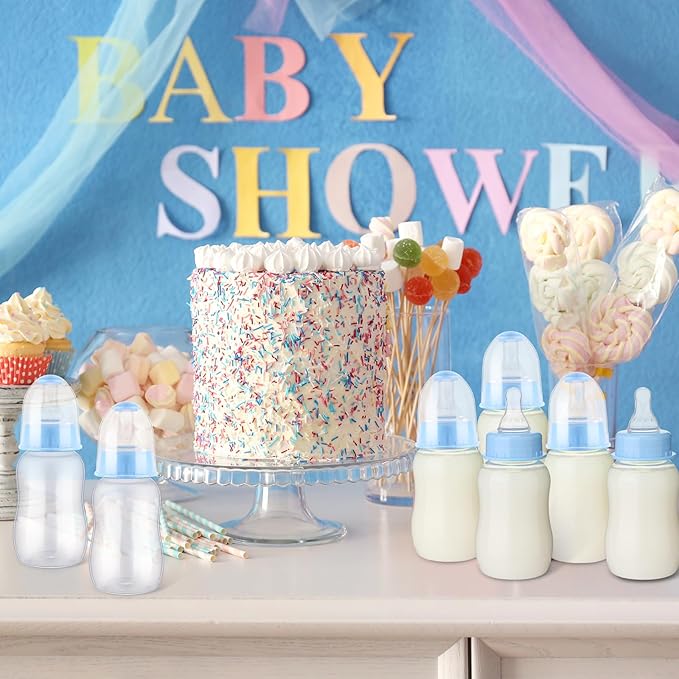 30 Pcs Baby Shower Favors Party Game Mini Baby Bottles Gift Sets for Baby Shower Boy Girl Gender Reveal Birthday Party Supplies Gift (Blue)