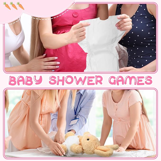 8 Sets Rabbit Blindfolded Diaper Changing Baby Shower Games Boys Girls Baby Dolls Diapers for Bridal Shower Gender Reveal Games Prizes Gifts for Adults