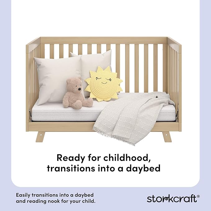 Storkcraft Beckett Grow-with-Me Convertible Crib (Driftwood) – GREENGUARD Gold Certified, Converts to Toddler Bed & Daybed, Fits Standard Crib Mattress, Easy-to-Assemble