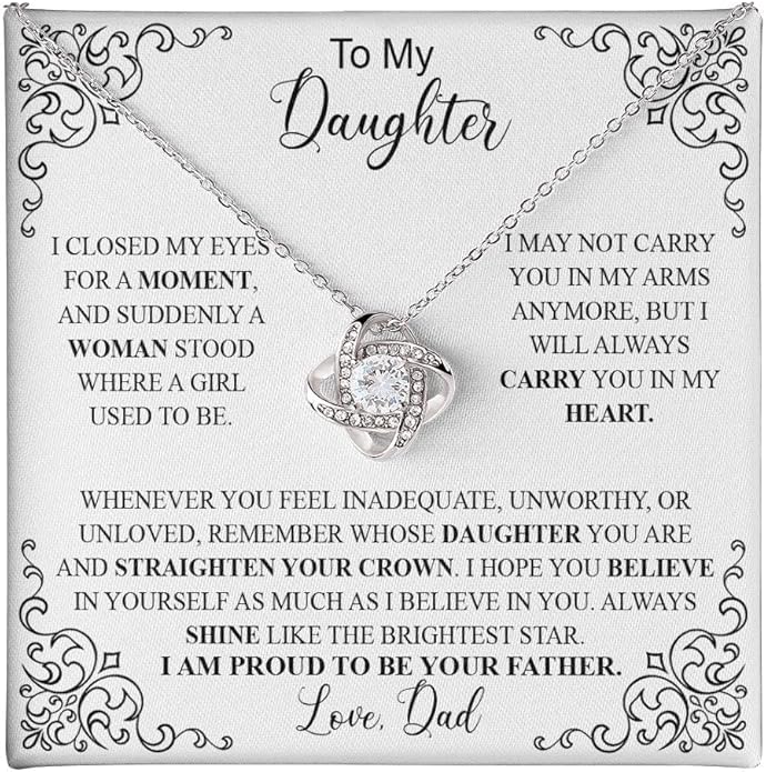 To My Daughter Gift Necklace From Dad or Mom - Badass Daughter Jewelry With Heartfelt Message & Elegant Box