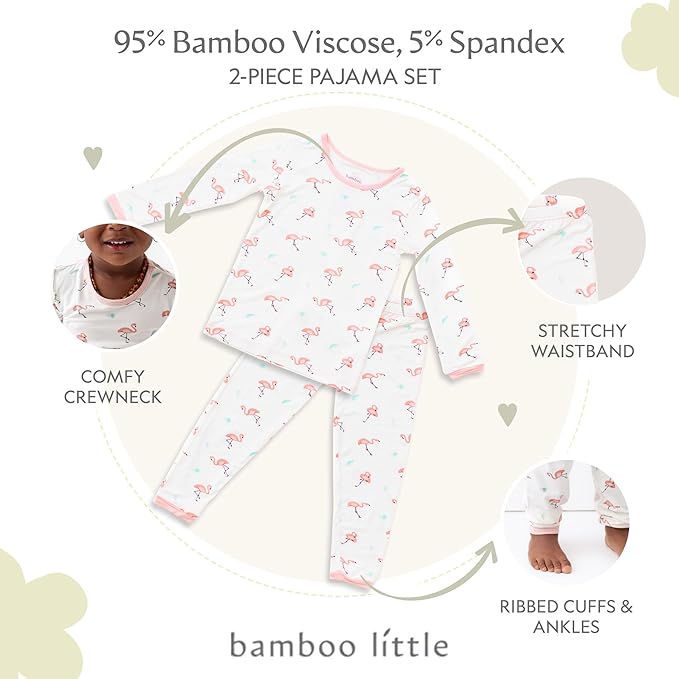 Toddler Pajamas – 95% Bamboo Viscose, 5% Spandex – Soft, Breathable Long-Sleeve Pajama Set for Kids, Sleepwear, Imported
