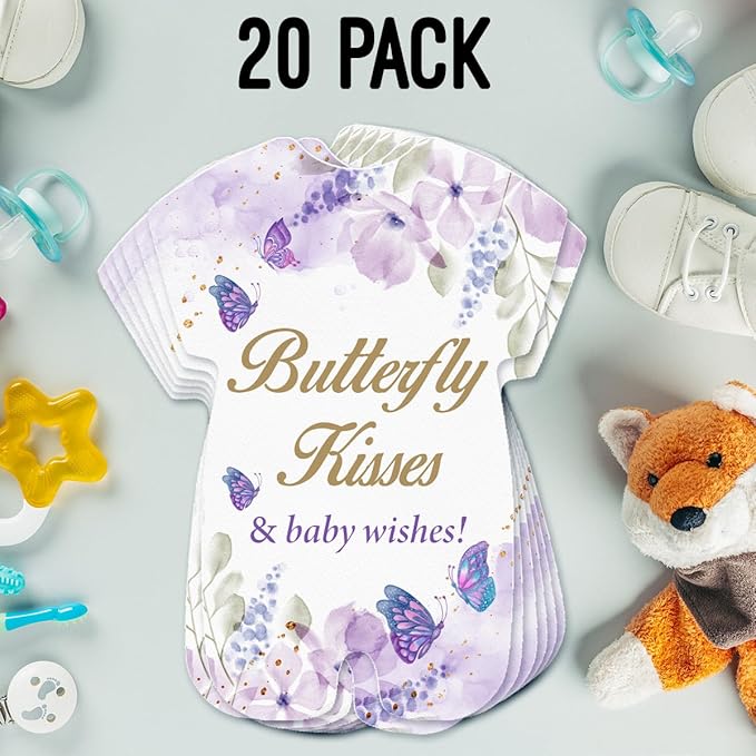 LyoGao Butterfly Baby Shower Invitations for Girl - Floral Butterflies Theme Butterfly Kisses and Baby Wishes Baby Shower Party Fill in Invites Cards With Envelopes (20 Pack)