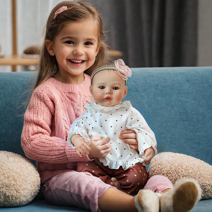 Lifelike Reborn Baby Dolls - 18 Inch Realistic Newborn Baby Dolls Girl, Real Life Baby Dolls with Soft Weighted Body, Real Baby Reborn Gift with Accessories for 3+ Years Old Kids