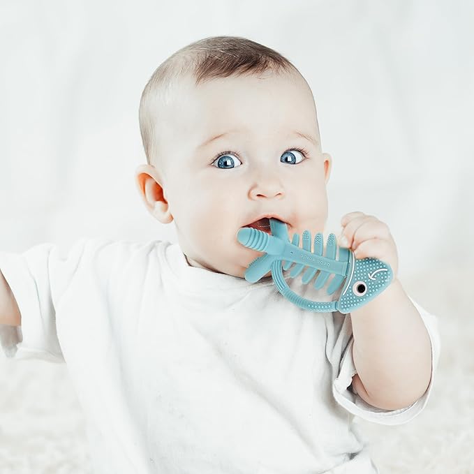 3in1 Infant Toys, Teething Toys 3-6 6-12 Months, Teethers for Babies 3-6-12 Months, for Teething Relief, Baby Gift, Silicone,Sensory, Baby Toys 0-6 Months,USA Patent Pending,Fish,(Pink)