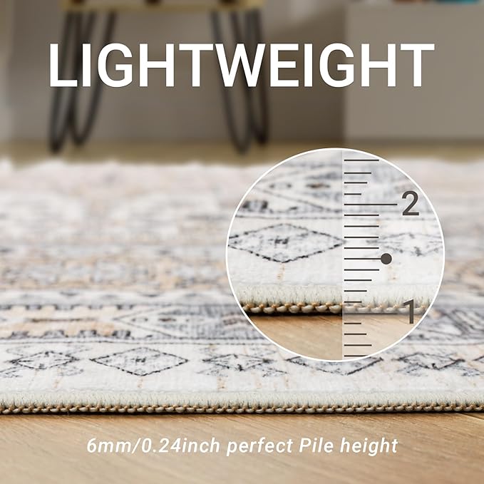 zesthome Washable Runner Rug 2.5x10 - Stain Resistant Entryway Rug,Ultra-Thin Kitchen Rugs, Anti Slip Backing Runner Rugs for Entrance Laundry Room Indoor Hallway (Beige,2.5'x10')