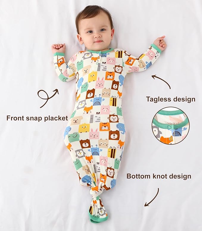 Baby Sleeper Gown Viscose from Bamboo Newborn Nightgowns Unisex Long Sleeve Sleep Sack