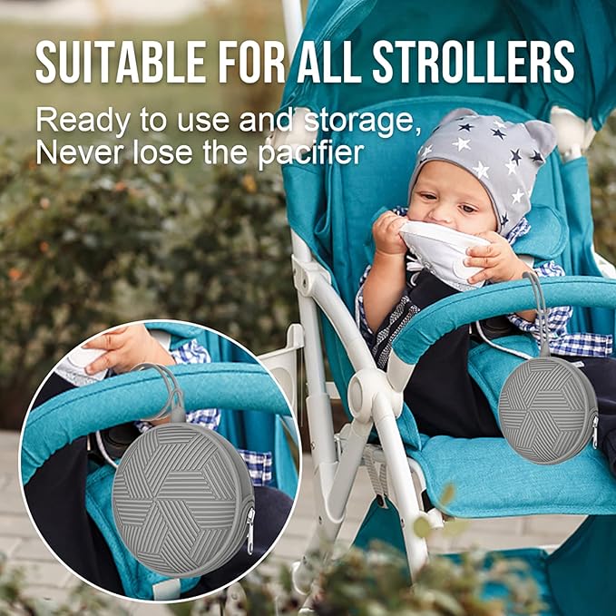 Smlpuame Pacifier Holder Case,Mothers Day Gifts for Mom BPA Free Portable Silicone Baby Pacifier Cover Pouch for Diaper Bag Stroller,Travel Outdoor Activities,Easy to Clean(Football & Blue)
