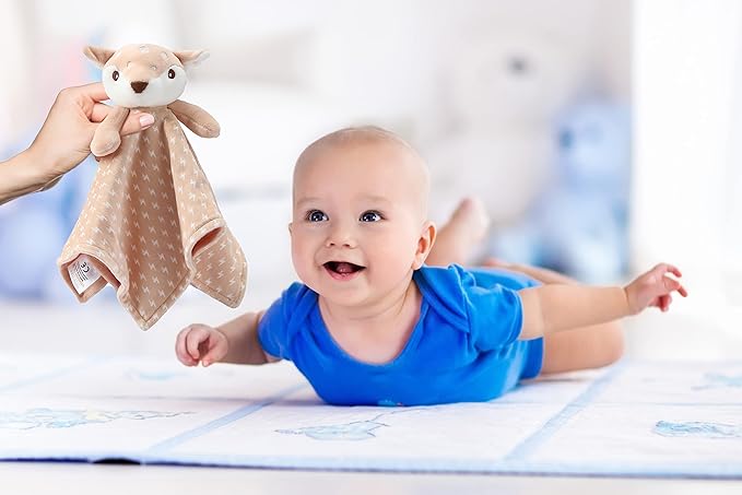 CREVENT Cozy Plush Baby Security Blanket, Loveys for Baby Girls and Boys, Birthday (Brown Deer)
