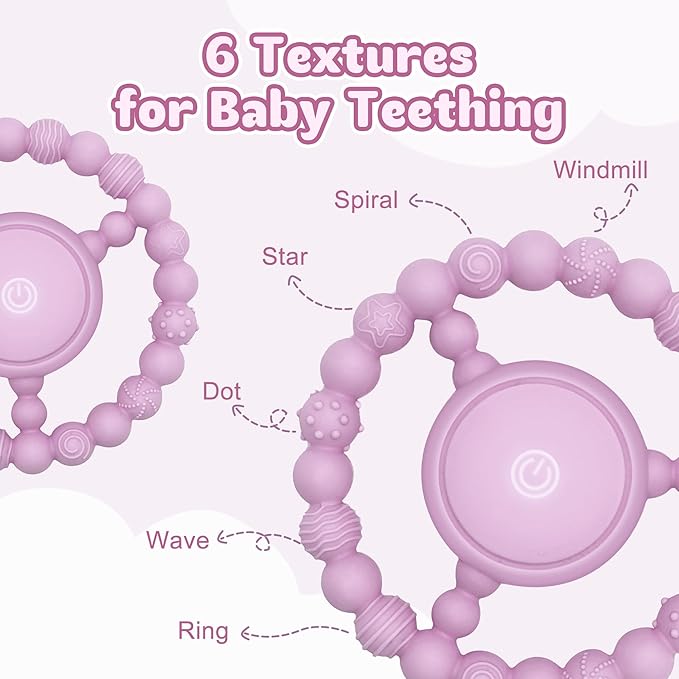 Vibrating Sensory Chew Toy for Babies & Autism Support - USB Rechargeable Baby Teething Toy with 3 Vibration Modes, Safe Silicone Chewers for Toddlers 6+ Months(Pink)