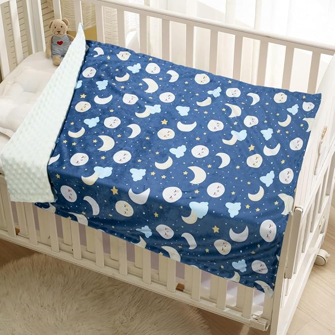 Baby Blankets for Unisex Boys Girls, Super Soft Nursery Minky Blankets, 30 x 40 inch Outer Space Printed Bed Throws Newborn (Night Sky)