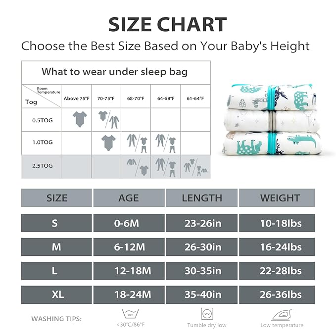 Mosebears Sleep Sack Baby Winter Wearable Blanket with 2-Way Zipper,2.5 TOG Cotton Sleep Sack Unisex (White Cloud, 0-6 Months)