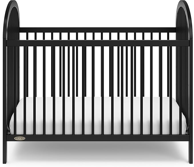 Graco Olivia Convertible Crib (Black) – GREENGUARD Gold Certified, 100% Solid Wood, Fits Standard Crib Mattress, Converts to Toddler Bed and Daybed, 4 Adjustable Mattress Heights