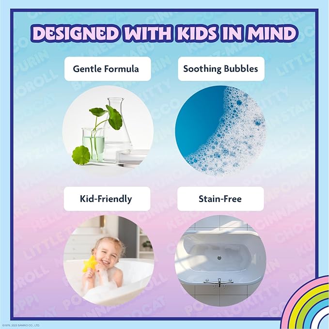 Hello Kitty and Friends Bath Bombs for Kids, Fun Bright Rainbow Colors, Berry Scented for Kids, Ages 3+, by Townley Girl