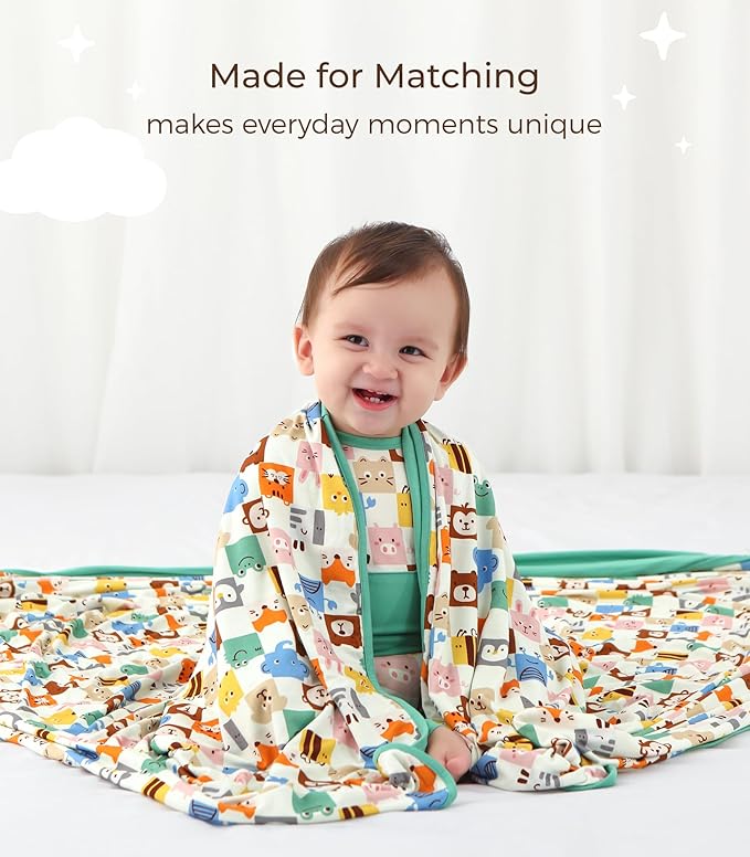Premium Baby Blanket, Stretchy Quilt for Kid, Soft Crib Bedding for Newborn Baby and Toddler, Nursery Blanket for Boys and Girls, Viscose Made from Bamboo 50'' x 50'' Animal
