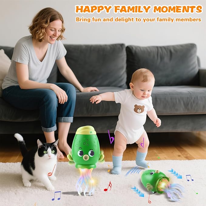 Dancing Octopus Baby Toy, Toddler Crawling Tummy Time Toys with Light and Music, Electric Magic Dancing Squid Toy for Kids 12-18+ Months, Funny 1st Boys Girls Birthday Gifts, Green