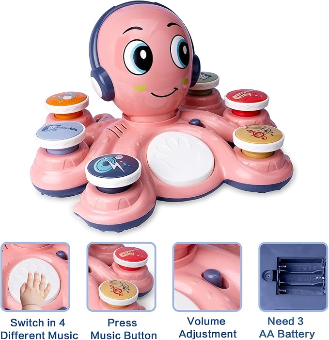 Baby Musical Toys Learning Toys for Toddlers, Octopus Music Toys, Preschooler Musical Educational Instruments Toy for Baby, Birthday Toys for Girls Boys
