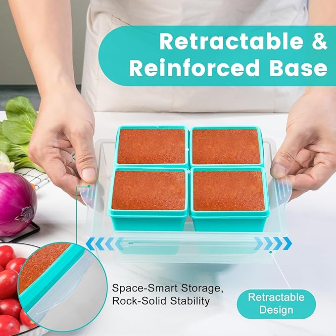 Gemice BPA-Free Silicone Freezer Molds with Base, Individual 8-Pack 1-Cup Portion Soup Cubes Freezer Tray with Lids for Food Storage, Oven & Dishwasher Safe, Silicone Freezer Containers for Meal Prep