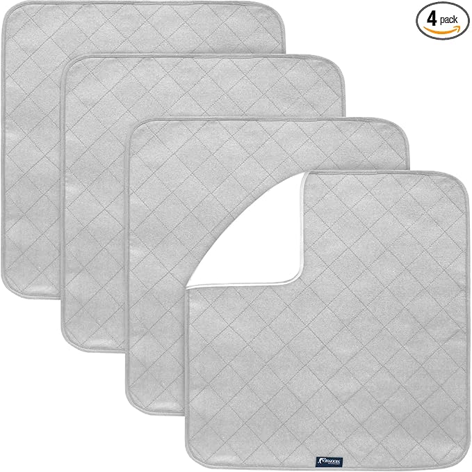 Waterproof Incontinence Chair Pads, 22" x 21" Wheelchair Reusable Seat Pads Cover, Washable Nursery Seat Protector, 4 Pack Gray