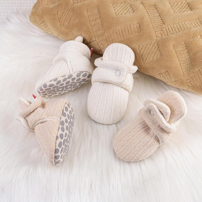 Sawimlgy Newborn Infant Baby Girl Boy Cotton Booties Stay On Sock Slippers Soft Bedroom Shoes Non-Skid Ankle Boots With Grippers Toddler Crib Warm Shoe First Walker Birthday Shower