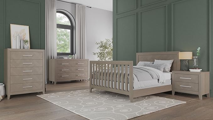 Child Craft Kieran 4-in-1 Convertible Crib, Baby Crib Converts to Day Bed, Toddler Bed and Full Size Bed, 3 Adjustable Mattress Positions, Non-Toxic, Baby Safe Finish (Crescent Gray)