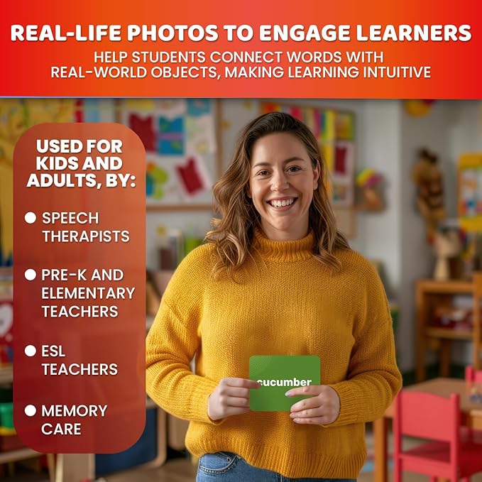 QUOKKA 312 Noun Flash Cards Set – Kids and Adults Vocabulary Builder for ABA Therapy, Early Childhood Education, and ESL Teaching – Picture Cards for Speech Therapy and Vocabulary Building Activities