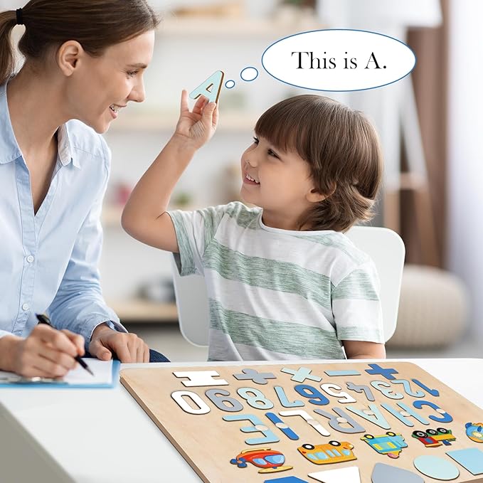 Wooden Name Puzzle for Toddlers 1-3, Alphabet Shape Number Name Puzzle for Kids Personalized Baby Gifts 1st Birthday Girl Boy Gifts, Learning Toys for Toddlers 1-3