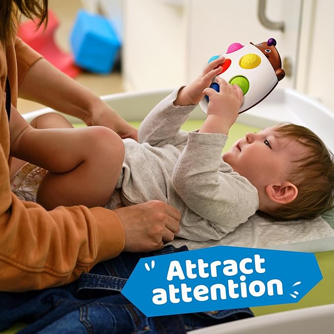 LiKee Fidget Popper Sensory Baby Toys for 10+ Months, Push and Popping Busy Board, Montessori Toys for 1+ Years Old, Airplane Car Travel Toy for Toddlers 1-3 Stress Relief (Hedgehog)