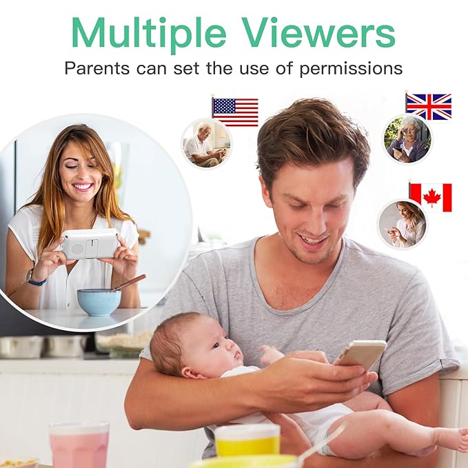 Smart Video Baby Monitor with Camera and Audio,Dual Mode,WiFi On/Off Switch,2.8inch Display,App,1080p Camera,1500ft Long Range,Night Vision,Feeding Clock,Temperature Detection,2-Way Talk