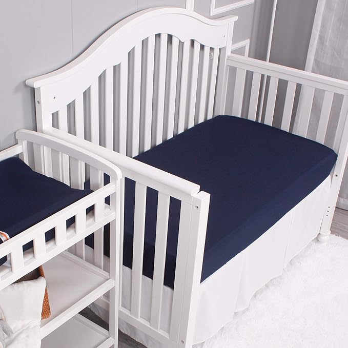 Belsden 3 Pack Microfiber Durable Crib Sheets Fitted, Silky Soft Smooth Breathable Baby Sheets Set, 28''x52'' Fits Standard Crib and Toddler Mattresses, Navy & Grey & Black