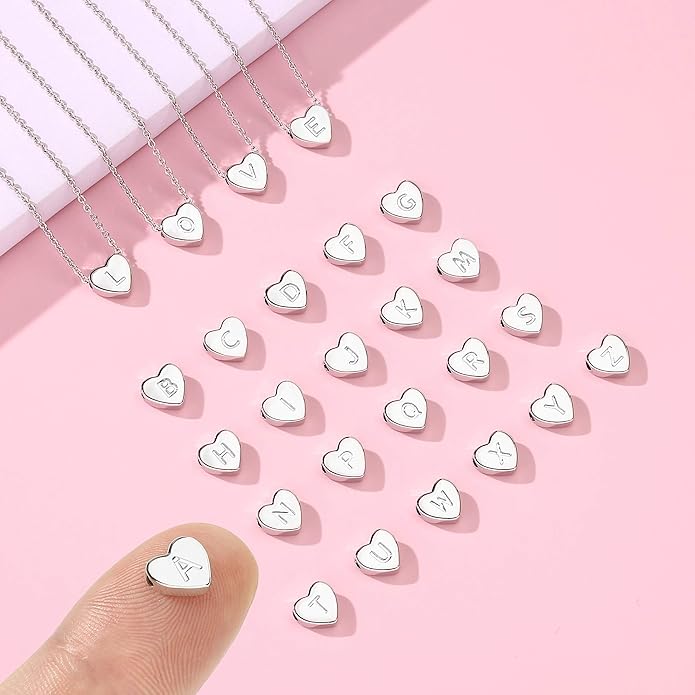 M MOOHAM Heart Initial Necklace Gifts for Girls Women - S925 Sterling Silver Tiny Letter Necklace Birthday Gift for Kids Teen Girl Jewelry