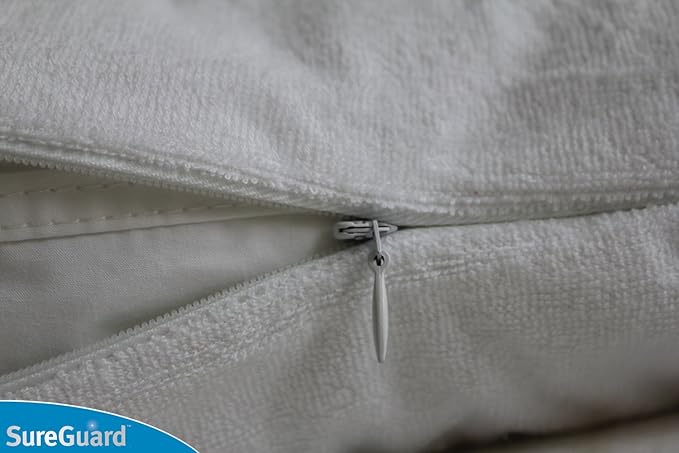 Set of 2 Euro Size SureGuard Pillow Protectors - 100% Waterproof, Bed Bug Proof, Hypoallergenic - Premium Zippered Cotton Terry Covers