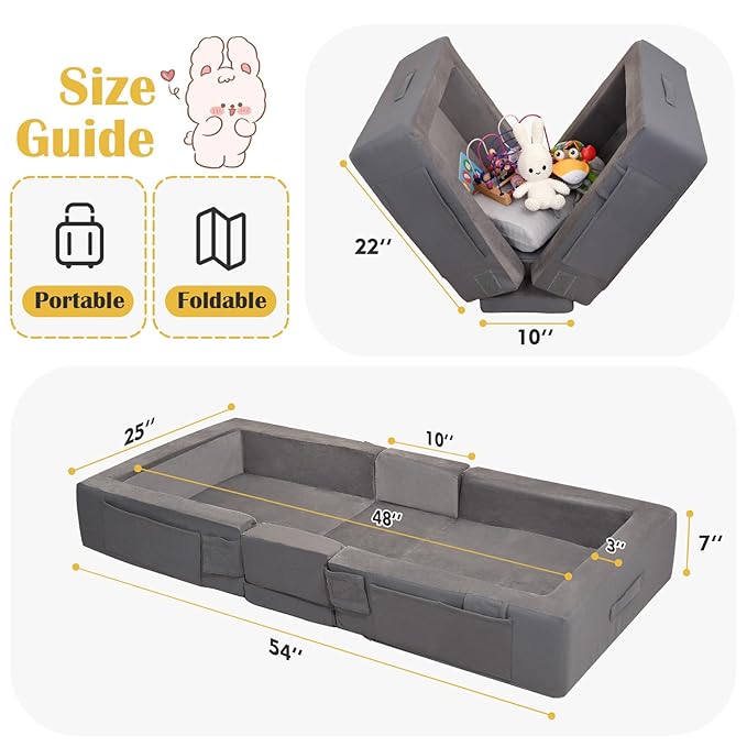 ENITYA Toddler Travel Bed, Folding Floor Cot for Travel, Portable Kids Bed for Sleeping, Washable Toddler Cot for Children 18M – 4yr Old, Grey
