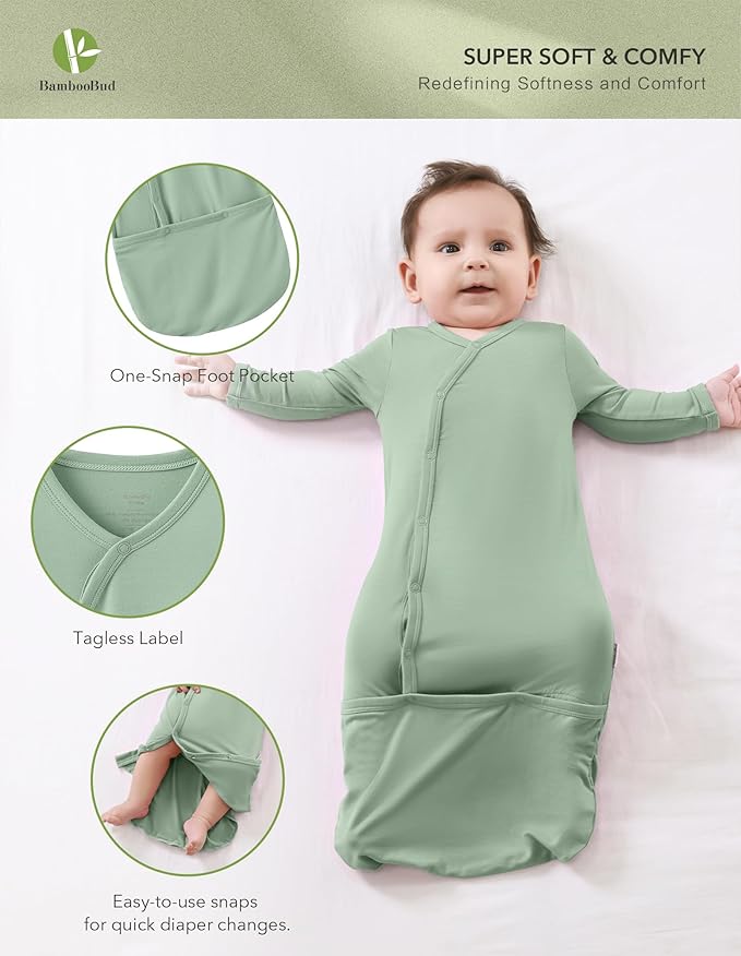 Baby Nightgowns Sleeper Gown Newborn Long Sleeve Pajama Gowns Unisex Viscose from Bamboo Infant Sleepwear