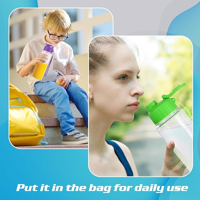 Olgaa 30 Pcs Water Bottles Bulk 17 oz Reusable Leak Portable Plastic Sports Drink Water Bottles with Handle Strap for Cycling Camping Hiking Gym Yoga (Colorful 30Pack)