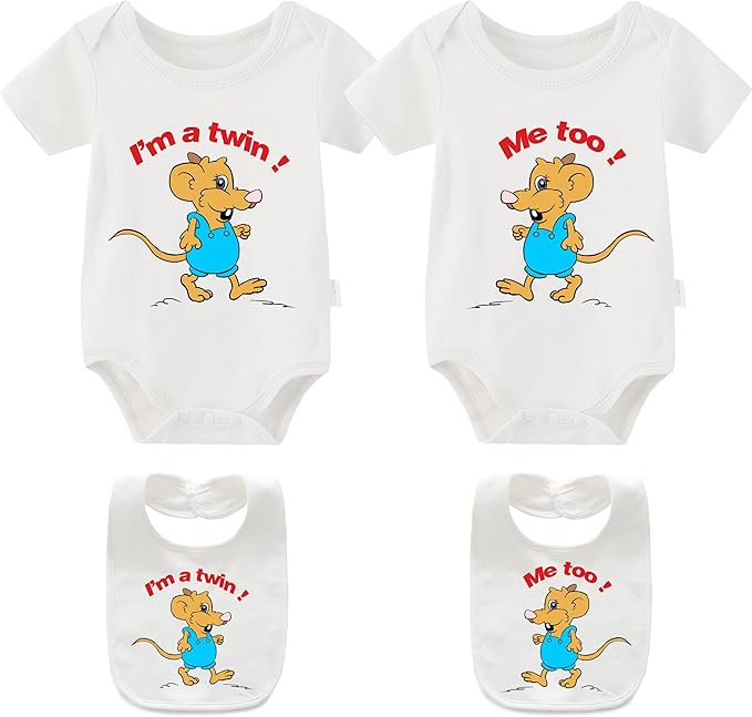 YSCULBUTOL Baby Twins Bodysuit Perfect Together Best Friend Newborn Romper Toddler Unisex Twin Outfit