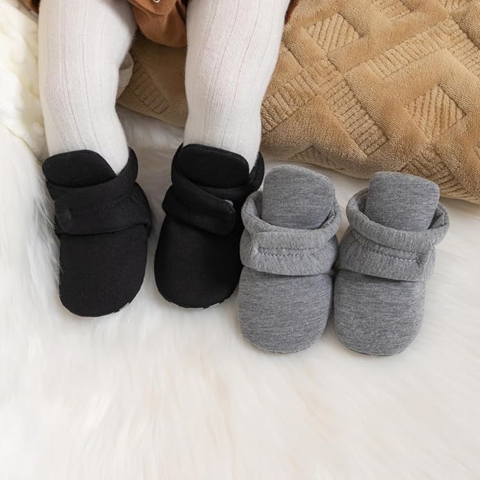Sawimlgy Newborn Infant Baby Girl Boy Cotton Booties Stay On Sock Slippers Soft Bedroom Shoes Non-Skid Ankle Boots With Grippers Toddler Crib Warm Shoe First Walker Birthday Shower