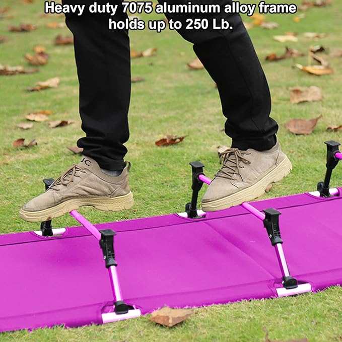 Kids Camping Cot and Toddler Travel Bed | Lightweight and Compact Cots for Sleeping | Portable Folding Cot for Toddler, Kids, Youth and Even Adults (Pink, 63" x 23.5")