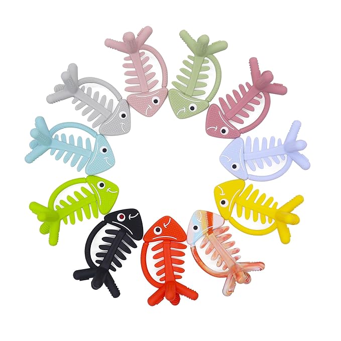 3in1 Infant Toys, Baby Teething Toys 0-3-6-12 Months, Teethers for Babies 3-6 6-12 Months for Teething Relief, Gifts, Silicone, Sensory, Baby Toys 0-6 Months, USA Patent Pending,Rainbow Fish
