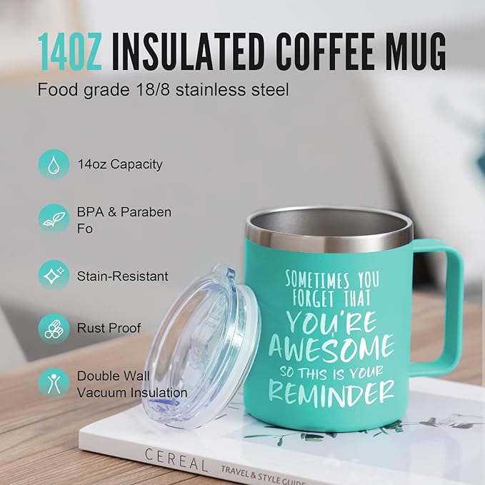 NOWWISH Gifts for Her, Sometimes You Forget You're Awesome Coffee Mug, Inspirational Gifts, Thank You Appreciation Gifts for Coworker, Teacher, Mom, Wife, Sister - Green