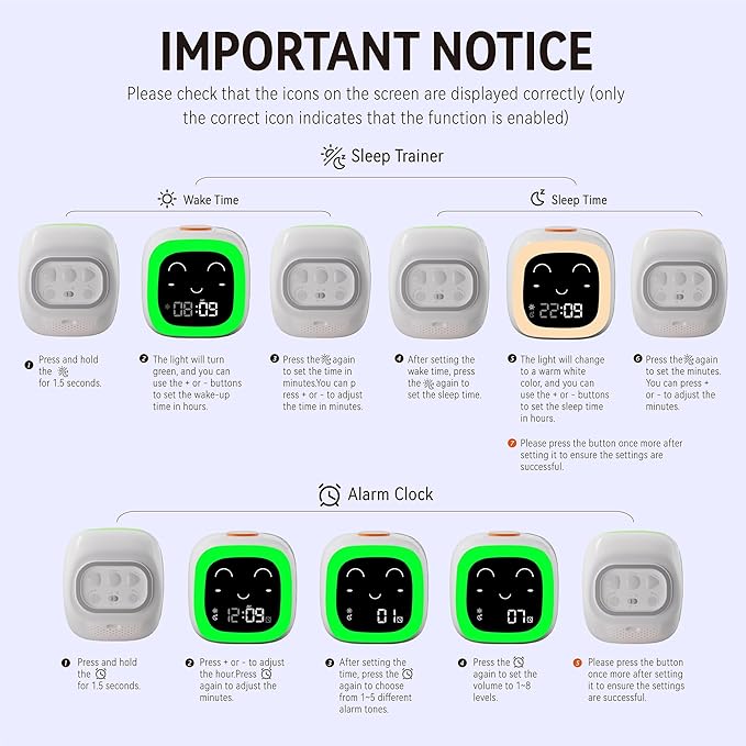 OK to Wake Alarm Clock for Kids, Toddler Sleep Training Clock with Sound Machine, Kids' Night Light, Digital Alarm Clock for Boys' and Girls' Bedrooms