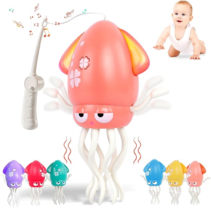 Sachie Dancing Octopus Baby Toy β Electric Crawling Octopus with Music & Lights, Rechargeable Sensory Toy for Infants & Toddlers, Fun Learning Gift for Boys & Girls(Pink)