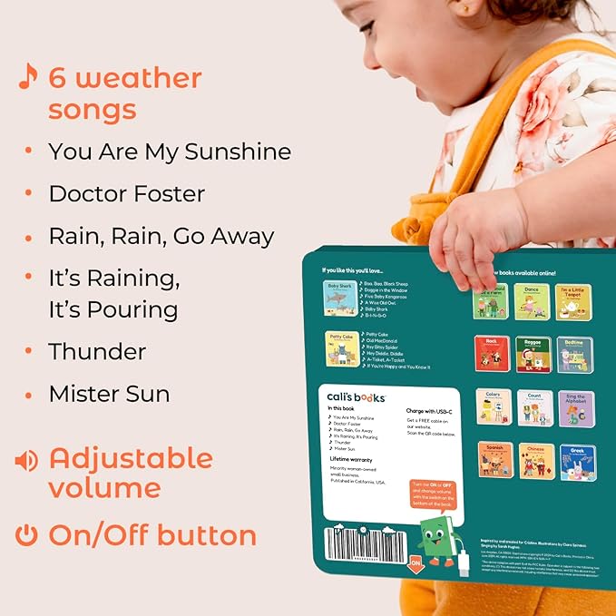 Cali's Books You are My Sunshine Music Book for Toddlers 1-3 Years Old - Nursery Rhymes Musical Books, Interactive Baby Sound Book, Singing Toy for Children Girls, Learning Song Toys for Toddler Boys