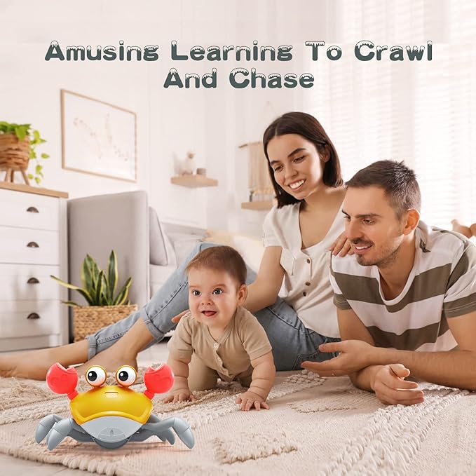 Yeaye Crawling Crab Baby Toys Infant - Tummy Time Toy Gifts for 3 4 5 6 7 8 9 10 11 12 Boy Girl with Learning Crawl System Music for 0-6 6-12 12-18 36 Months Walking Toddler Birthday Gift(Orange)