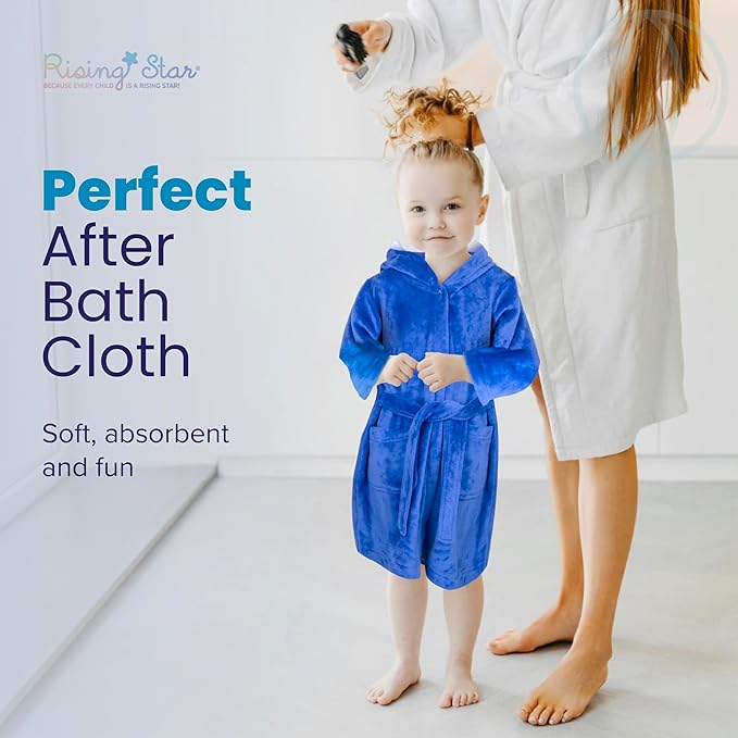 Rising Star Baby Toddler Robe Or Kids Robe for Girls and Boys - Kids & Baby Bath Robe Spa Set with Washcloth or Slippers