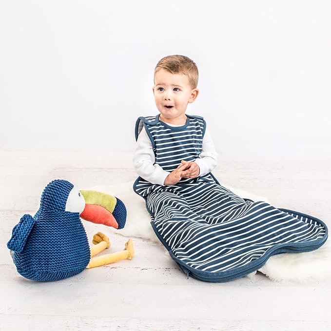 Woolino Toddler Sleeping Bag, 4 Season Merino Wool Baby Sleep Bag or Sack, 2-4 Years, Navy Blue