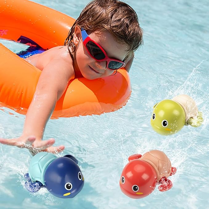 TOHIBEE Bath Toys, 3 Pack Cute Swimming Turtle Bath Toy for Toddlers 1-3, New Born Baby Bathtub Water Toys, Preschool Toddler Pool Toys