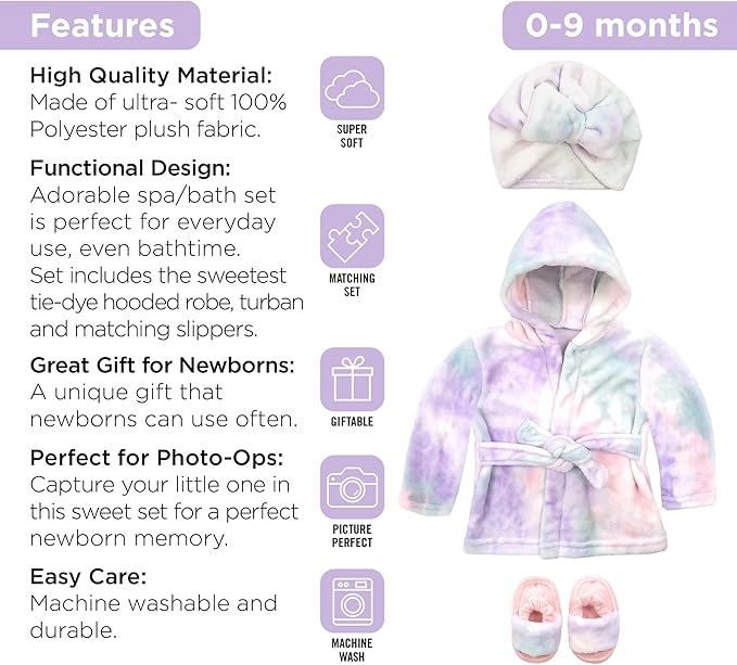 Rising Star Baby Toddler Robe Or Kids Robe for Girls and Boys - Kids & Baby Bath Robe Spa Set with Washcloth or Slippers