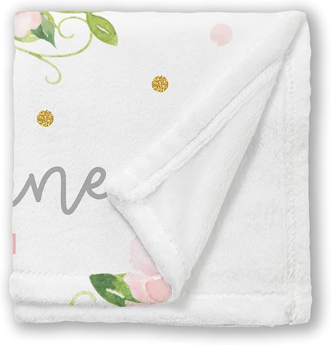 Arteaga Personalized Elephant Baby Blanket for Girls, Customized Newborn Gift