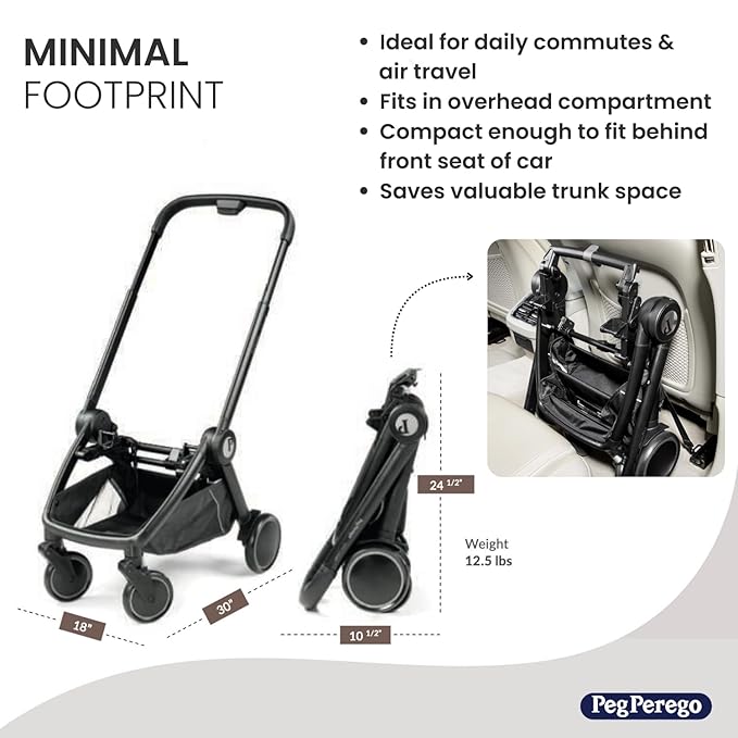 Peg Perego City Loop Frame Only | Compact Travel System from Infant to Toddler | Air Travel Friendly | Compatible with All Primo Viaggio Infant Car Seats-Sold Separately