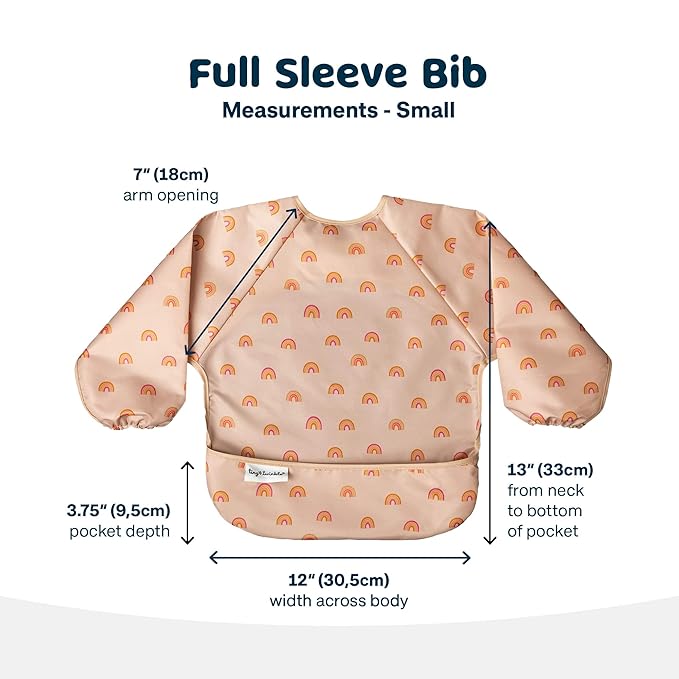Tiny Twinkle Mess Proof Baby Bib,Waterproof Smock Baby Bib for Eating,Machine Washable Long Sleeve Bib,Baby Led Weaning,Toddler Bib,BLW Supplies(Boho Rainbow, Small 6-24 Months)